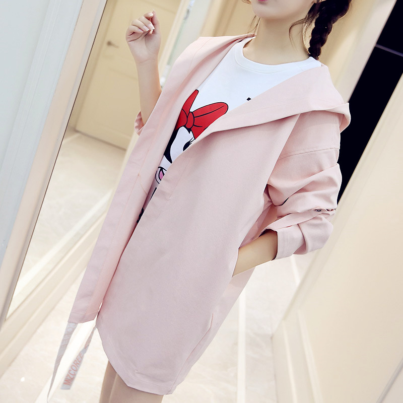 Mid length version coat Spring and summer student Korean Edition bf Easy Versatile Hooded windbreaker Ladies Large Cardigan clothesin the Women's clothing/Boutique , Windbreaker category - from Buy2taobao.com to provide professional Taobao agent buy service
