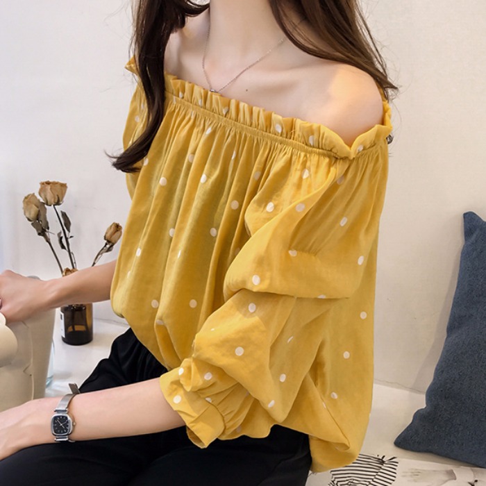 Summer wear 2019 new pattern Large Women's wear Fat sister Easy half sleeve strapless jacket Word collar Wave Chiffon shirtin the Women's clothing/Boutique , Large size women category - from Buy2taobao.com to provide professional Taobao agent buy service