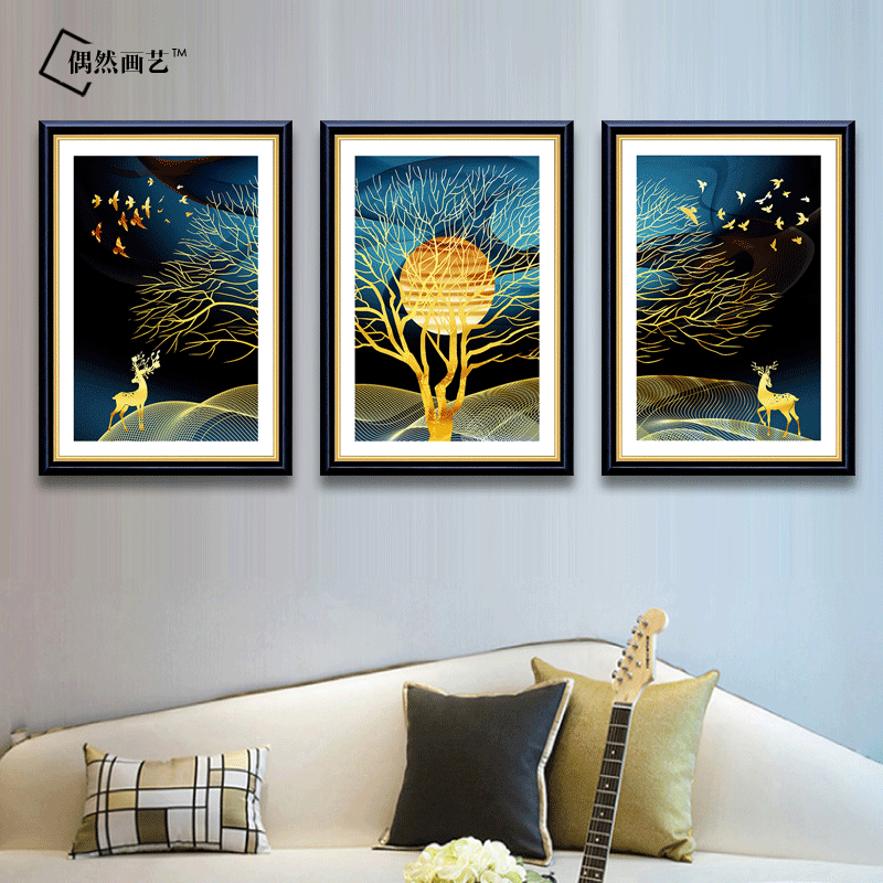 modern Light extravagance a living room Decorative painting golden Elk Lucky sofa background Hanging picture atmosphere Pachira Restaurant muralin the Home accessories , Decorative painting , Modern decorative painting category - from Buy2taobao.com to provide professional Taobao agent buy service