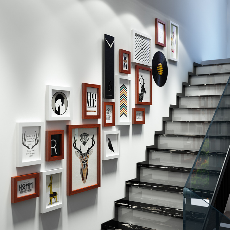 a living room stairs Corridor Photo wall Duplex Flats metope originality combination Photo frame Wall hanging clocks and watches Photo wall decoratein the Home accessories , Photo/Photo Wall , Photo Wall category - from Buy2taobao.com to provide professional Taobao agent buy service