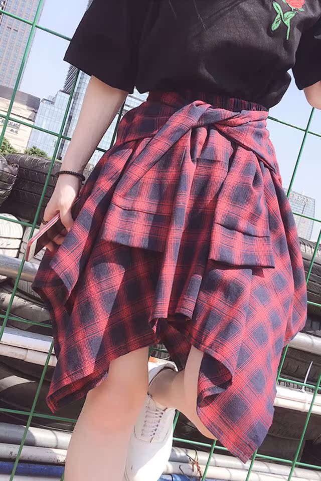 lattice skirt summer 2019 new pattern student Korean Edition Versatile Paige Irregular Elastic Short skirtin the Women's clothing/Boutique , Skirts category - from Buy2taobao.com to provide professional Taobao agent buy service