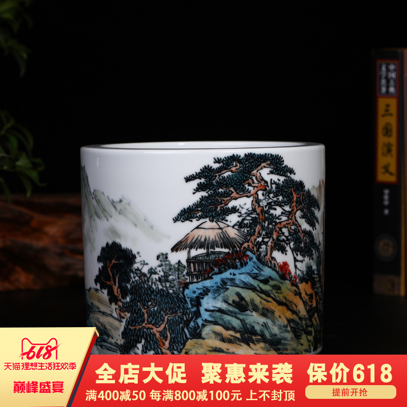 长物居景德镇瓷器文具笔筒俞锦昌手工陶瓷文房摆件手绘五彩礼收藏|msdalam kategori bekalan perayaan/hadiah, Hadiah kreatif, periuk berus - dari Buy2taobao.com untuk memberikan perkhidmatan ejen Taobao profesional membeli