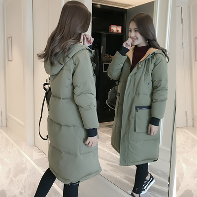 棉衣女中长款加厚冬季棉袄2017新款韩版宽松百搭学生过膝棉服外套
