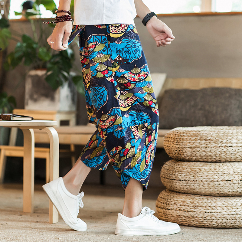 Thailand Seaside on vacation Ethnic style printing trousers Easy Large Wide leg pants Ninth pants lantern Beach pantsin the Men's clothing, Casual pants category - from Buy2taobao.com to provide professional Taobao agent buy service