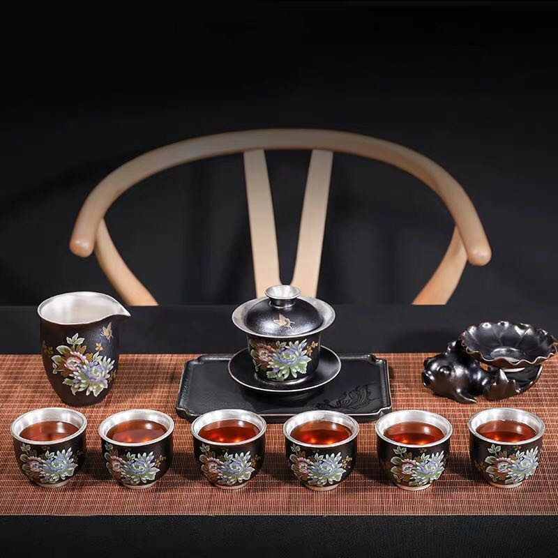 99 Sterling Silver Kungfu Online Tea Set a complete set tea set Enamel peony tea set Blue and white Cover bowl teacupin the Tableware , Tea set , Kung Fu Tea category - from Buy2taobao.com to provide professional Taobao agent buy service