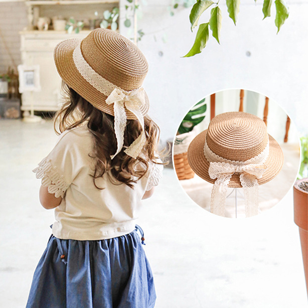 2019 girl Korean Edition Summer wear new pattern girl Hat Sunscreen hat Lace lace Ribbon Straw hat Parenting Beach hatin the Children/Baby/Family fitted , Hat/Muffler/Masks/Gloves/Earmuffs/Booties , Hat category - from Buy2taobao.com to provide professional Taobao agent buy service