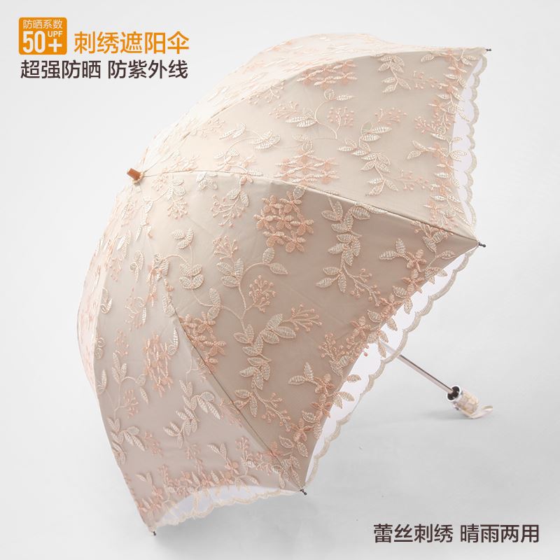 防晒防紫外线黑胶遮阳伞女蕾丝公主伞刺绣太阳伞小清新晴雨两用伞在类目 居家日用, 伞/雨具/防雨/防潮, 伞中 - 来自Buy2taobao.com提供专业的淘宝代购服务