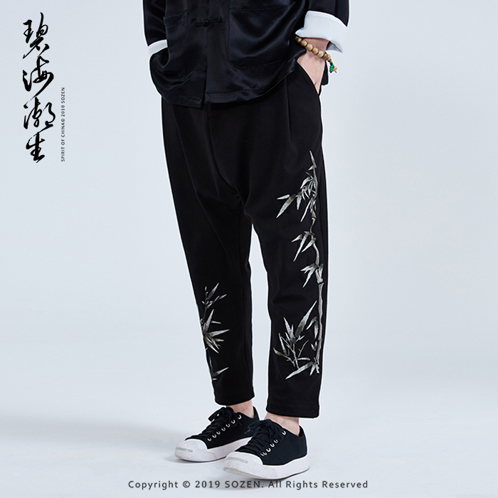 Sea new pattern Carry all before one Ground Chinese style Chaopai Self cultivation Haren pants Embroidery leisure time sweatpantsin the Men's clothing, Casual pants category - from Buy2taobao.com to provide professional Taobao agent buy service