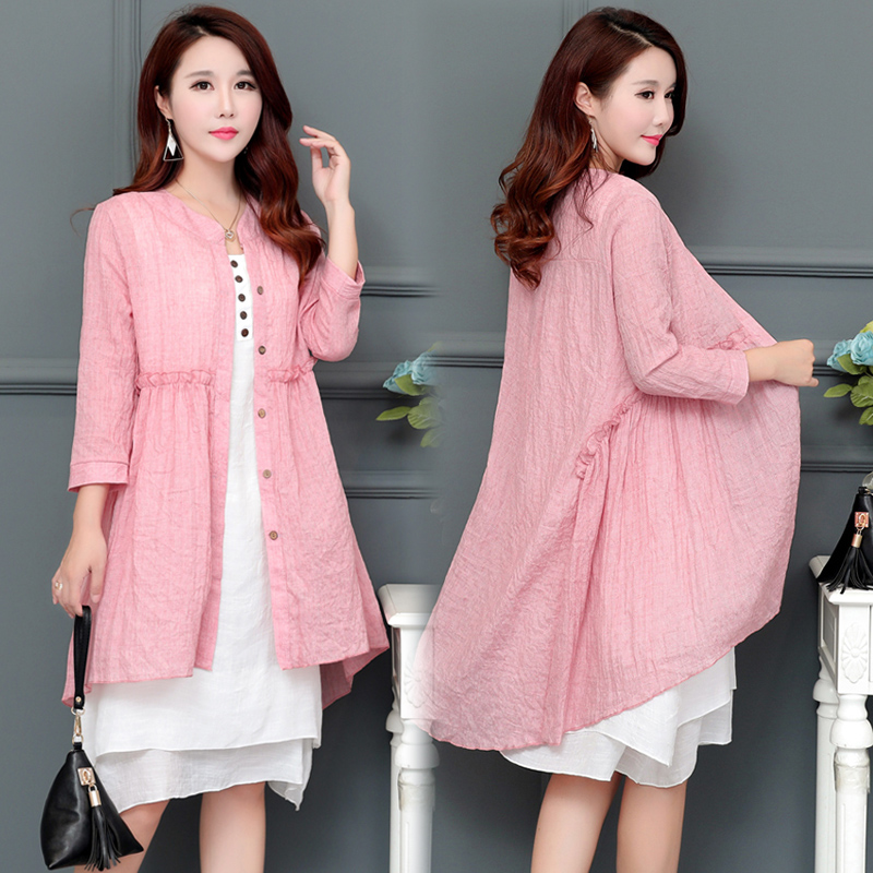 Cotton and hemp shirt Sunscreen shirt Mid length version Cardigan Outside the ride Easy Baby unlined upper garment literature Flax jacketin the Women's clothing/Boutique , Shirt category - from Buy2taobao.com to provide professional Taobao agent buy service