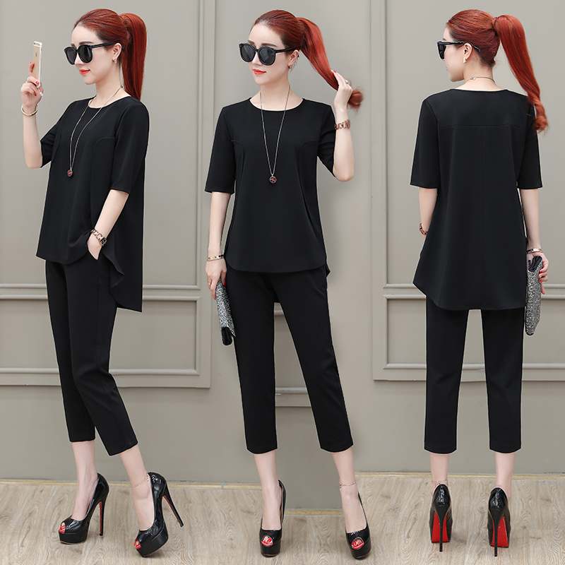 2019 summer new pattern Short sleeved leisure time suit ventilation Self cultivation Show thin urban temperament Cropped Trousers Two piece setin the Women's clothing/Boutique , Pants , Casual pants category - from Buy2taobao.com to provide professional Taobao agent buy service