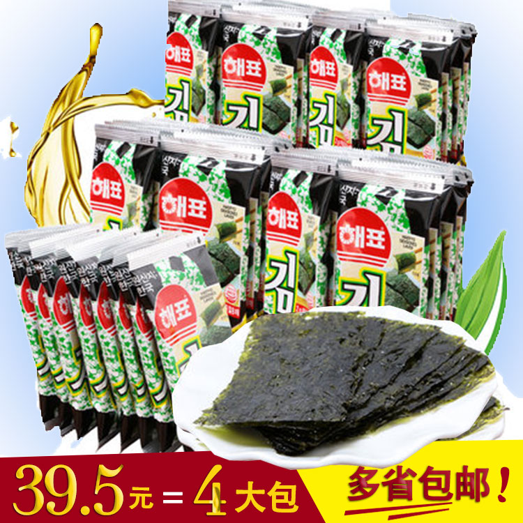 韓國進口海牌海飄16g即食海苔烤紫菜片壽司包飯海産品零食4包包郵在類目 零食/堅果/特產, 魷魚絲/魚乾/海味即食, 海苔系列中 - 來自Buy2taobao.com提供專業的淘寶代購服務