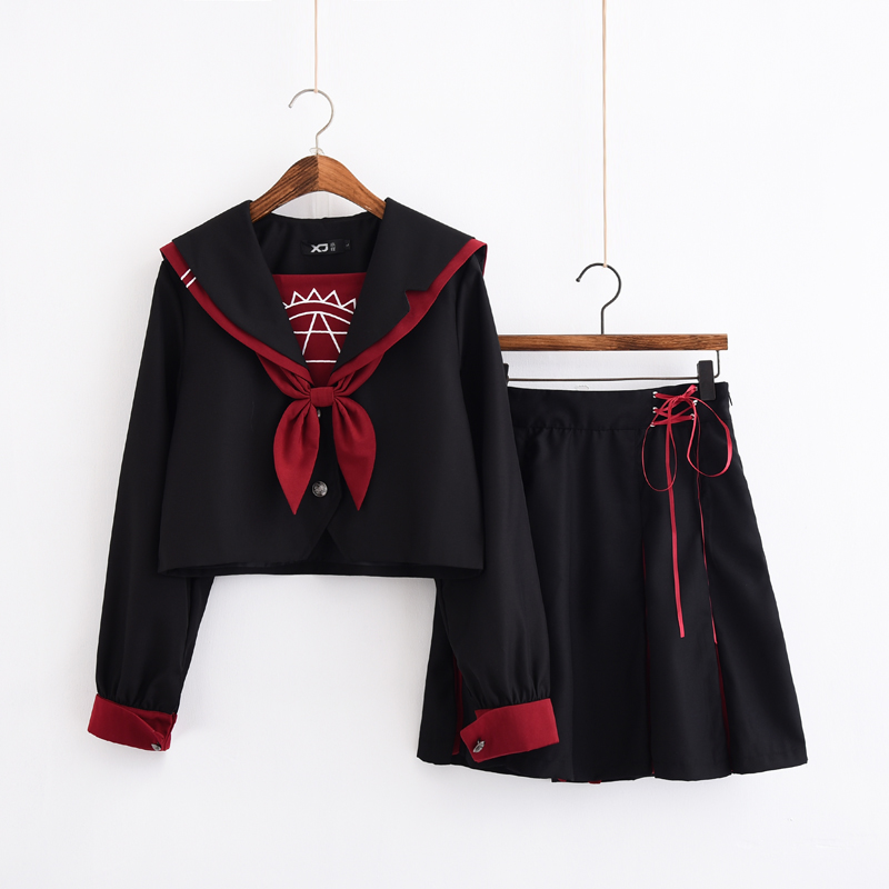 日系JK制服学生校班学院风软妹COS暗黑水手中间服长短袖不良套装|ruв категории Женская одежда, костюм/студенты школьную форму/обмундирования, студенты школьную форму - от Buy2taobao.com для оказания профессиональной услуги покупки агента Taobao