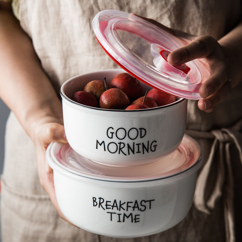 Food grade IKEA vacuum Crisper capacity With cover Microwave Oven heating ceramics Fresh Bowl circular seal upin the Tableware , Fresh container/Fresh Containers , Crisper category - from Buy2taobao.com to provide professional Taobao agent buy service
