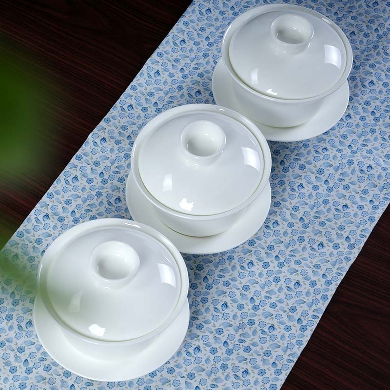 蓋碗茶杯白瓷景德鎮茶具陶瓷古代三才大純白茶盅功夫泡茶碗骨瓷薄在類目 餐飲具, 茶具, 蓋碗中 - 來自Buy2taobao.com提供專業的淘寶代購服務