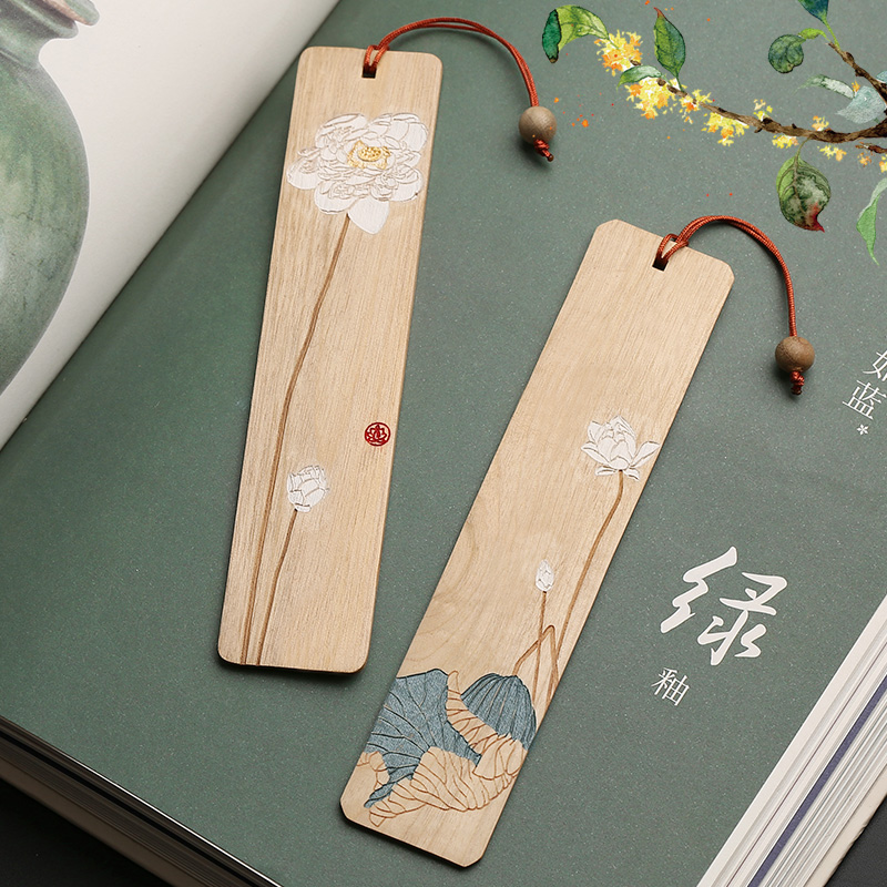 Q-红木制手工彩绘芙蓉书签礼盒套装女 金丝楠木质古典中国风创意|msdalam kategori Kamus elektronik/buku kertas elektronik/alat tulis, Ini buku kertas, Bookmark - dari Buy2taobao.com untuk memberikan perkhidmatan ejen Taobao profesional membeli