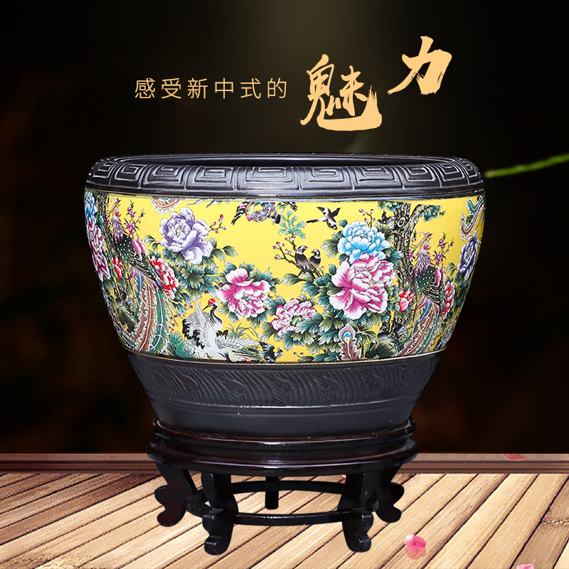 粉彩花鸟陶瓷鱼缸大号乌龟缸荷花缸家用客厅书画缸字画筒创意摆件|msdalam kategori haiwan peliharaan/makanan haiwan dan bekalan, Aquarium World, tangki ikan akuarium dan kelengkapan lain, tangki ikan/akuarium - dari Buy2taobao.com untuk memberikan perkhidmatan ejen Taobao profesional membeli