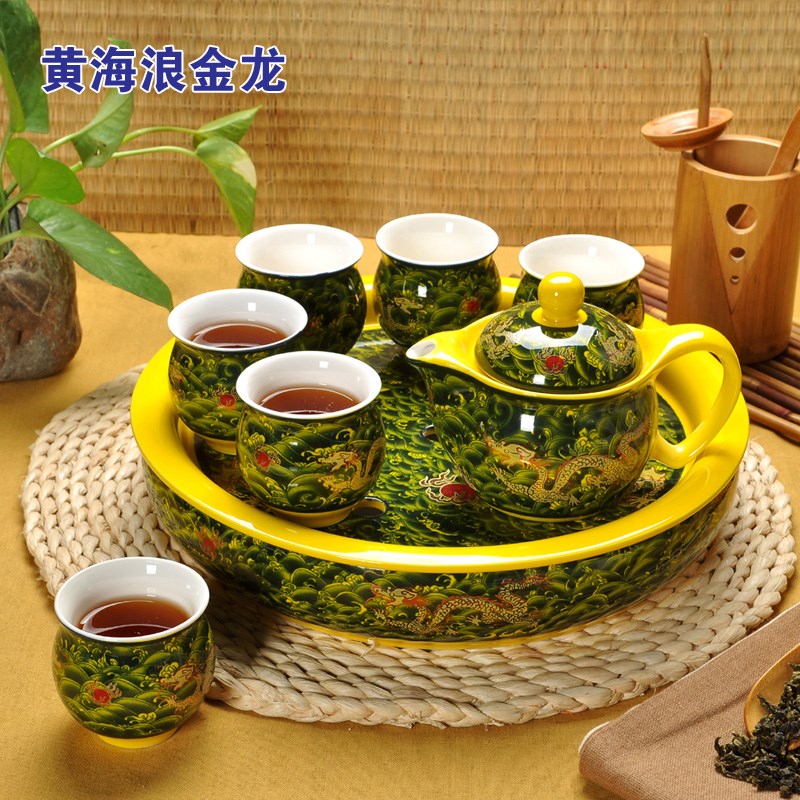 景德镇家用茶具套装 包邮茶盘茶台整套双层陶瓷功夫茶杯茶壶|msdalam kategori pinggan mangkuk, set teh, Pakej teh - dari Buy2taobao.com untuk memberikan perkhidmatan ejen Taobao profesional membeli