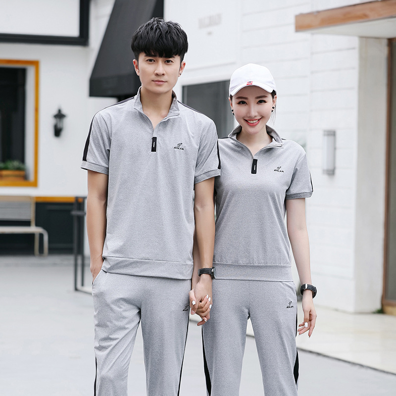 2019 summer man Sports suit men and women Lovers suits Athletic Wear Summer wear leisure time Short sleeved trousers runin the Men's clothing, Set , Tooling uniform category - from Buy2taobao.com to provide professional Taobao agent buy service
