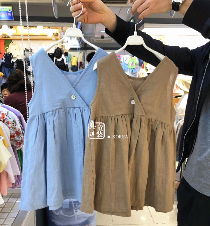 韩国进口童装2019夏装新款 女童简约无袖连衣裙儿童连衣裙3205|msdalam kategori Kanak-kanak/Bayi/Keluarga dipasang, Skirt (baru), pakaian - dari Buy2taobao.com untuk memberikan perkhidmatan ejen Taobao profesional membeli