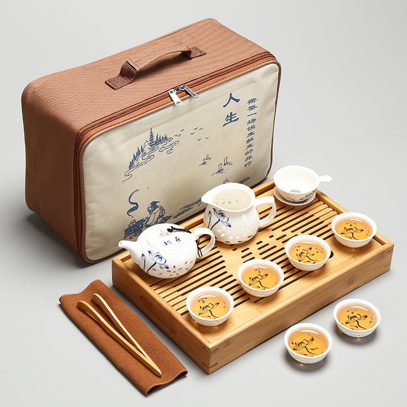 travel tea set Bamboo Tea Tray Field Make tea 6 people Exquisite teapot Cover bowl suit outdoors simple and easy Portable Storage bagin the Tableware , Tea set , Kung Fu Tea category - from Buy2taobao.com to provide professional Taobao agent buy service