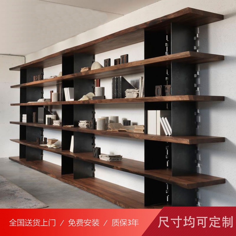 loft美式落地实木书架置物架铁艺创意客厅办公室层架展示架隔板架|ruв категории жилой мебели, рама тип, шкаф - от Buy2taobao.com для оказания профессиональной услуги покупки агента Taobao