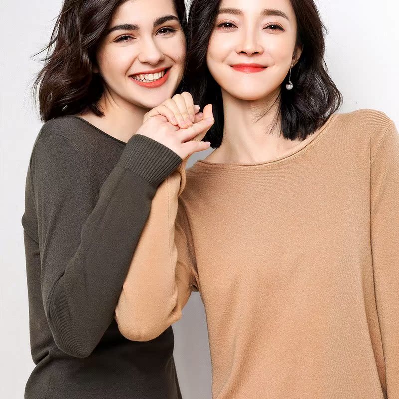 2件69春装新款卷边圆领毛衣女短款长袖打底衫韩版宽松大码针织衫|ruв категории Женская одежда, свитер - от Buy2taobao.com для оказания профессиональной услуги покупки агента Taobao
