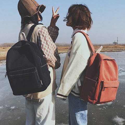 古着感书包女学生韩版初高中生纯色简约背包校园少女心帆布双肩包|msdalam kategori beg sukan/pakej luar/Fitting, beg kalis air, Backpack - dari Buy2taobao.com untuk memberikan perkhidmatan ejen Taobao profesional membeli