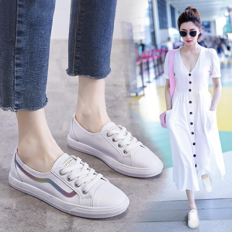 White shoes Spring 2019 Spring new pattern Basics Versatile Flat bottom A pedal leisure time Shallow mouth Single shoes A summerin the Women's Shoes, Canvas shoes category - from Buy2taobao.com to provide professional Taobao agent buy service