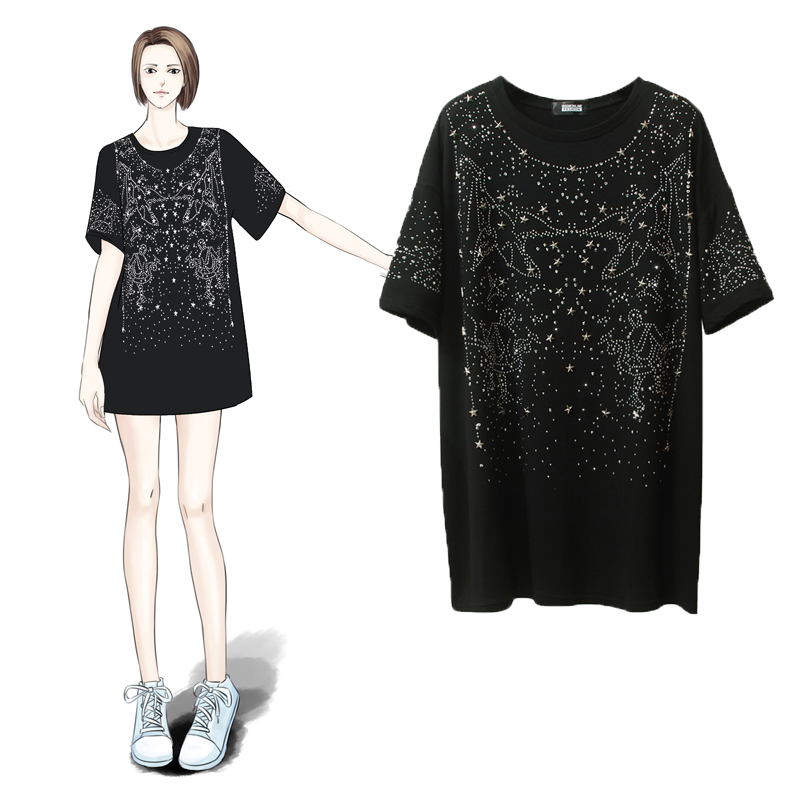 2019 summer Big size dress mm Easy Short sleeved Korean Edition Mid length version Show thin T-shirt jacket 200 Jinin the Women's clothing/Boutique , Large size women category - from Buy2taobao.com to provide professional Taobao agent buy service