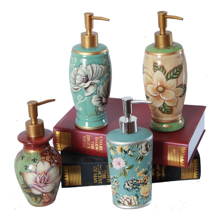 American style ceramics Coloured drawing Bottle of hand sanitizer European style Retro hotel Lotion bottle Beauty club Wash basin Soap dispenserin the Family/Personal Cleaning Tools , Sanitary appliances/Bathroom accessories , Emulsion is category - from Buy2taobao.com to provide professional Taobao agent buy service
