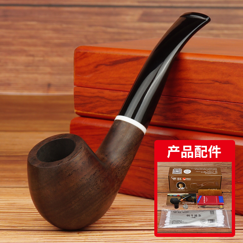 。烟斗黑檀木手工烟斗弯式烟丝斗过滤烟嘴男士实木烟斗烟具包邮|ruв категории ZIPPO/швейцарский армейский нож/очки, курить, трубы - от Buy2taobao.com для оказания профессиональной услуги покупки агента Taobao