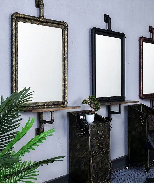 Retro beauty salon, simple wall hanging mirror, iron art wat在类目 商业/办公家具, 发廊/美容家具, 理发镜台中 - 来自Buy2taobao.com提供专业的淘宝代购服务