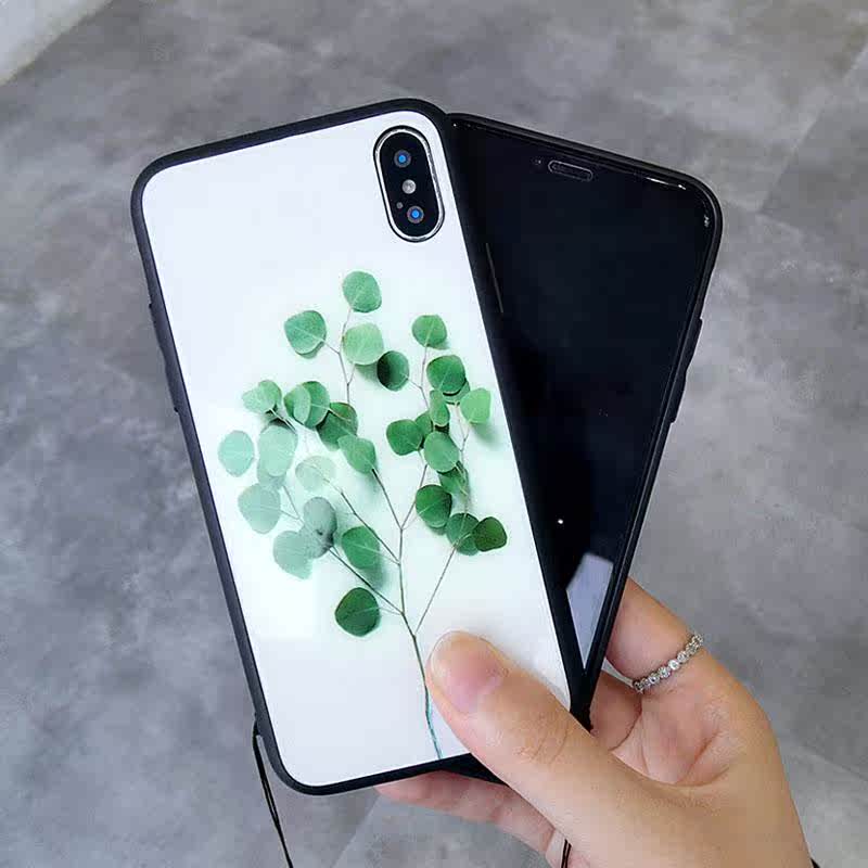 Q-小清新iphonex手机壳玻璃带挂绳苹果7plus新款6s潮牌个性创意8p在类目 3C数码配件, 手机配件, 手机保护套/壳中 - 来自Buy2taobao.com提供专业的淘宝代购服务