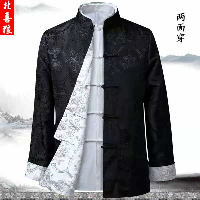 春秋新品男装休闲夹克双面长袖穿唐装男士盘扣复古中国风加大上衣|ruв категории Мужская одежда, национальная одежда - от Buy2taobao.com для оказания профессиональной услуги покупки агента Taobao