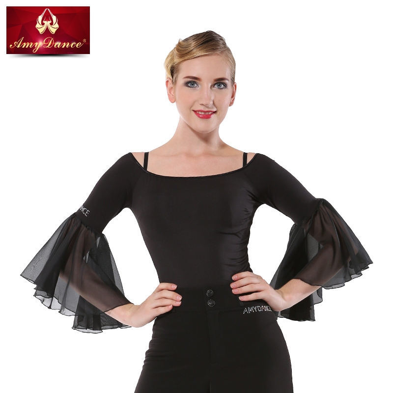 Amy dance clothes Ballroom jacket adult new pattern fashion pagoda sleeve sexy Word collar Latin Uniformsin the Sports/Yoga/Fitness/Fans supplies , Dance/Aerobics/Gymnastics , Latin , Latin Dance Tops category - from Buy2taobao.com to provide professional Taobao agent buy service