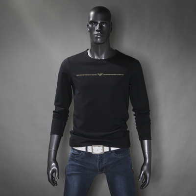 kibw ck新款男生长袖t恤字母美杜莎体恤加绒加厚高档保暖修身打底