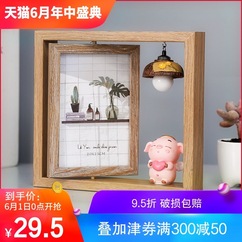创意轻奢北欧个性铁艺相框摆台ins木质双面相架简约现代摆件6寸六在类目 家居饰品, 相框/画框中 - 来自Buy2taobao.com提供专业的淘宝代购服务