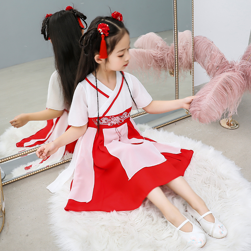 汉服女童夏抖音改良襦裙唐装儿童2019新款古装中国风超仙连衣裙潮在类目 女装/女士精品, 连衣裙中 - 来自Buy2taobao.com提供专业的淘宝代购服务