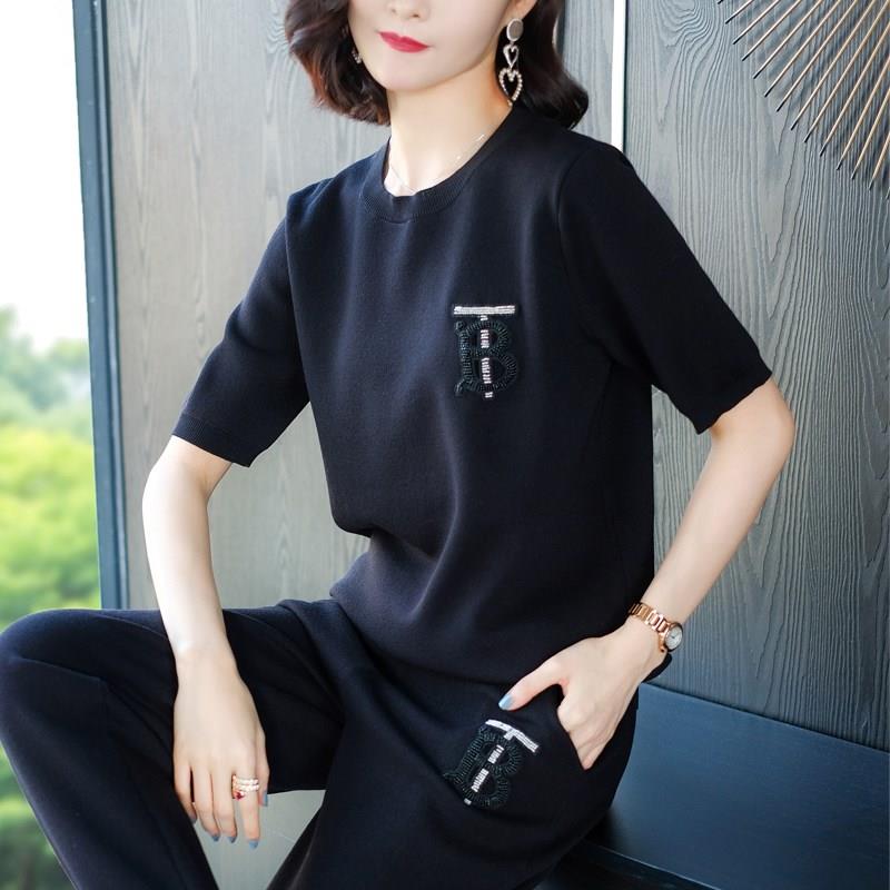 Borneol Knitted sports suit Summer wear 2019 new pattern European goods leisure time Western style By age fashion Two piece set Show thinin the Women's clothing/Boutique , Set/Student uniforms/Work uniforms , Leisure sports suit category - from Buy2taobao.com to provide professional Taobao agent buy service