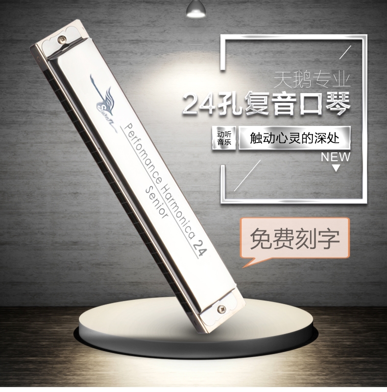 天鵝24孔高級專業演奏複音A/B/C/D/E/F/G/#ACDFG初學自學口琴樂器在類目 樂器/吉他/鋼琴/配件, 西洋樂器, 西洋吹奏樂器, 口琴中 - 來自Buy2taobao.com提供專業的淘寶代購服務