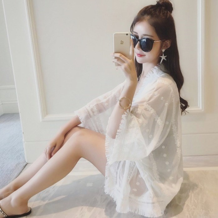 2019 Summer wear new pattern Lace Chiffon shirt Sunscreen Seaside on vacation Thin section Shawl coatin the Women's clothing/Boutique , Lace shirt/Chiffon shirt category - from Buy2taobao.com to provide professional Taobao agent buy service