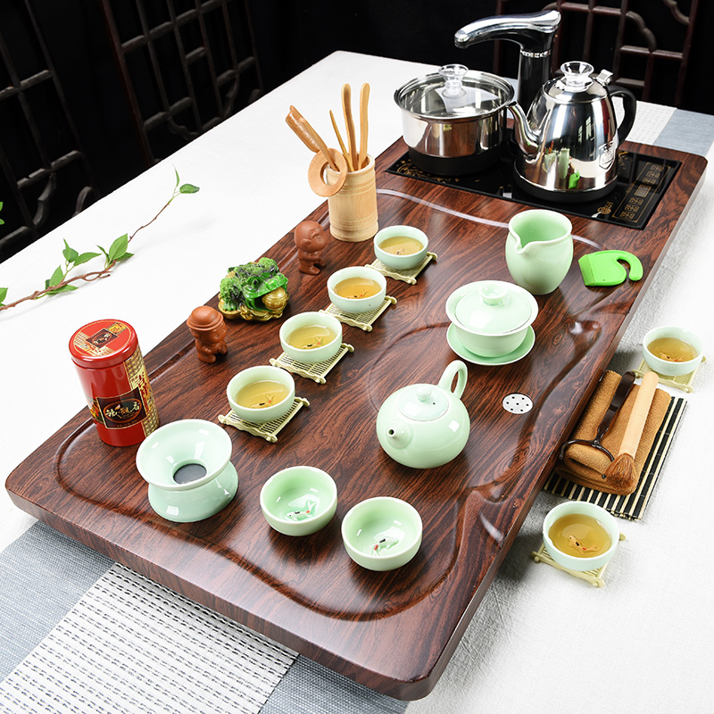 紫砂茶具套装家用简约整套陶瓷茶杯宫廷风实木茶盘全自动茶台茶道|ruв категории посуда, чайный сервиз, набор чайный сервиз - от Buy2taobao.com для оказания профессиональной услуги покупки агента Taobao