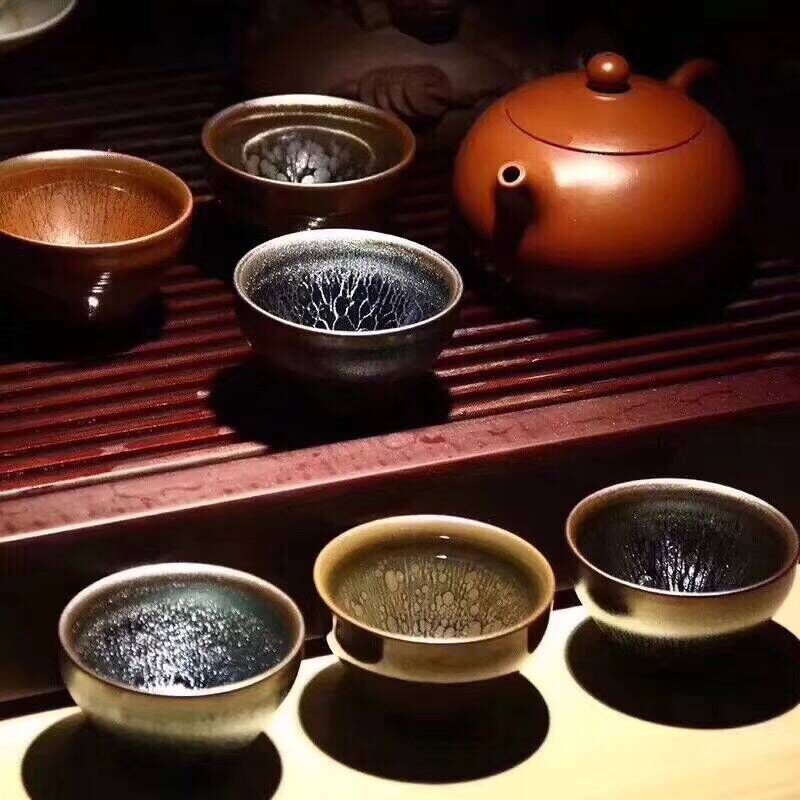 整套茶具六色茶杯铁滴木盒礼盒套装原矿铁胎主人皮盒品茗杯茶具盒|msdalam kategori pinggan mangkuk, set teh, Pakej teh - dari Buy2taobao.com untuk memberikan perkhidmatan ejen Taobao profesional membeli