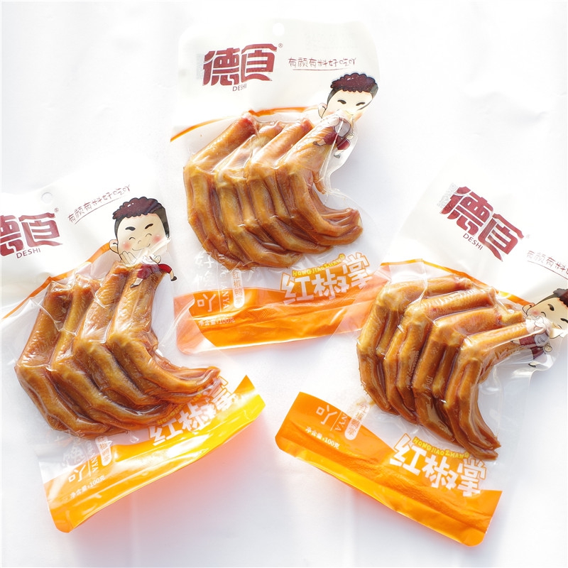 德食红椒鸭掌100克*10包江西特产小吃盐焗鸭爪四只装开袋即食零食在类目 零食/坚果/特产, 牛肉干/猪肉脯/卤味零食, 鸭肉零食中 - 来自Buy2taobao.com提供专业的淘宝代购服务
