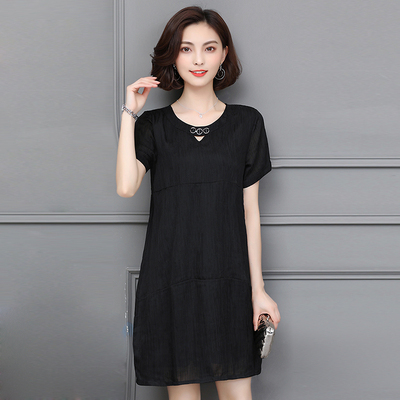 大码女装2018新款胖mm夏装宽松遮肚韩版上衣显瘦连衣裙遮肉t恤裙