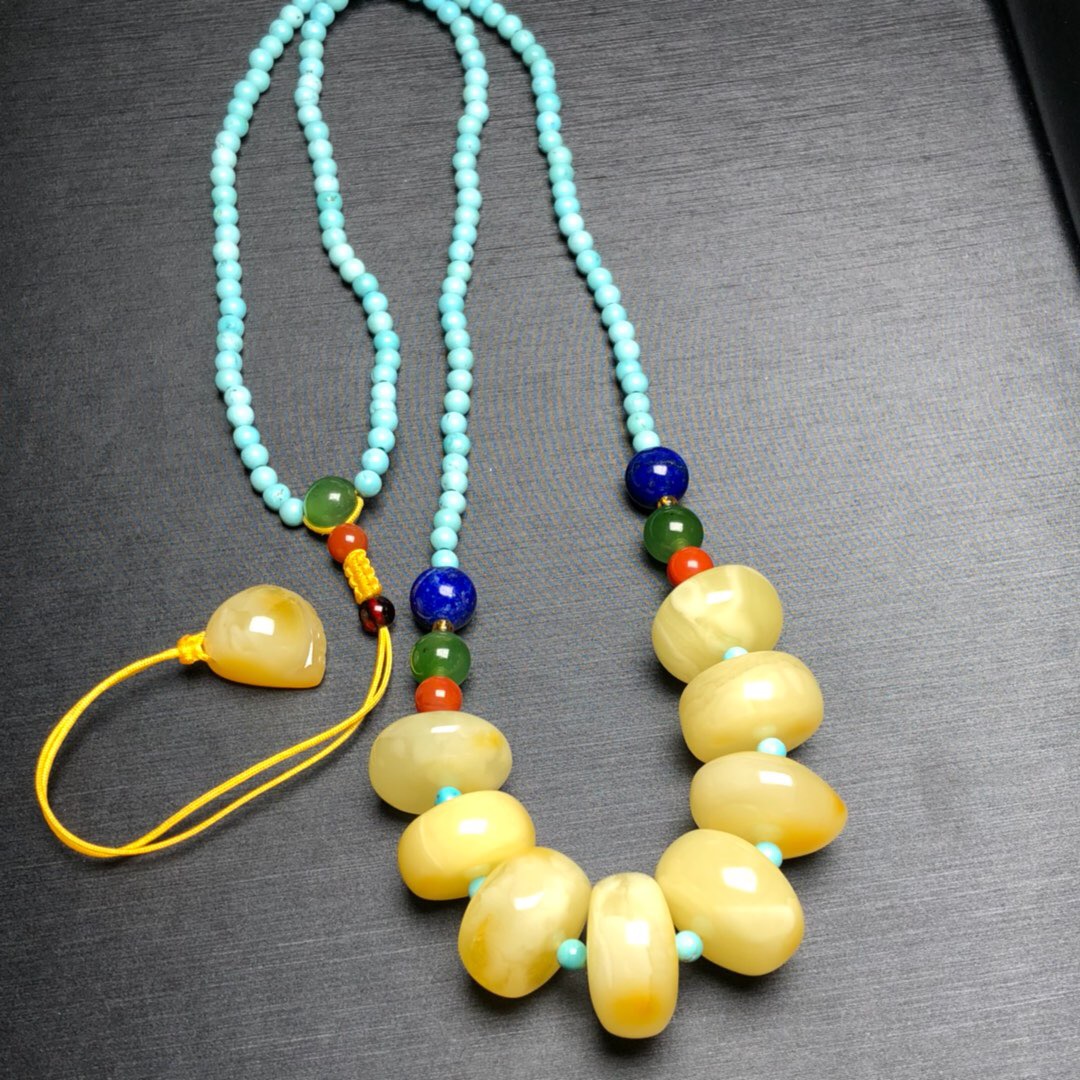 Pure natural Amber Beeswax Abacus Jasper lapis lazuli Pine Necklacein the Jewelry/Diamond/Jade/Gold , Natural amber (New) , Choker category - from Buy2taobao.com to provide professional Taobao agent buy service
