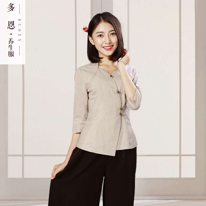 多恩2018秋冬新款美容师工作服养生会所技师服七分袖裙裤套装修身在类目 女装/女士精品, 套装/学生校服/工作制服, 职业女裤套装中 - 来自Buy2taobao.com提供专业的淘宝代购服务