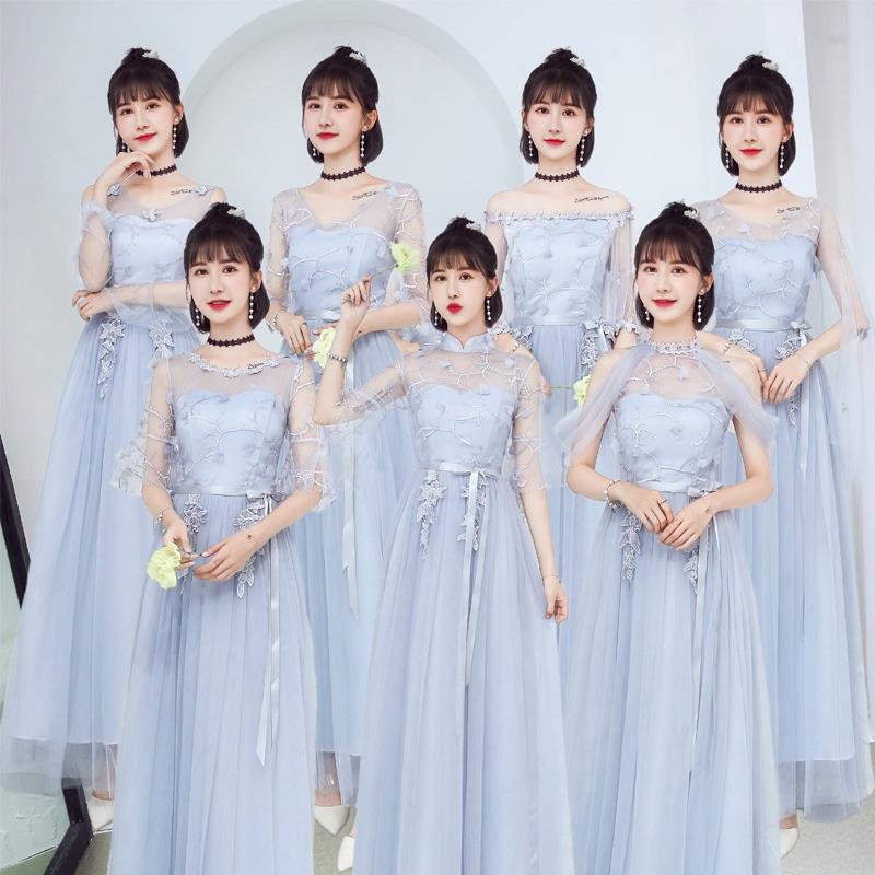 伴娘服仙气质女2019新款韩版姐妹裙婚礼长短款合唱团灰色显瘦春季|ruв категории Женская одежда, Cвадебные платья, платье/вечернее платье - от Buy2taobao.com для оказания профессиональной услуги покупки агента Taobao