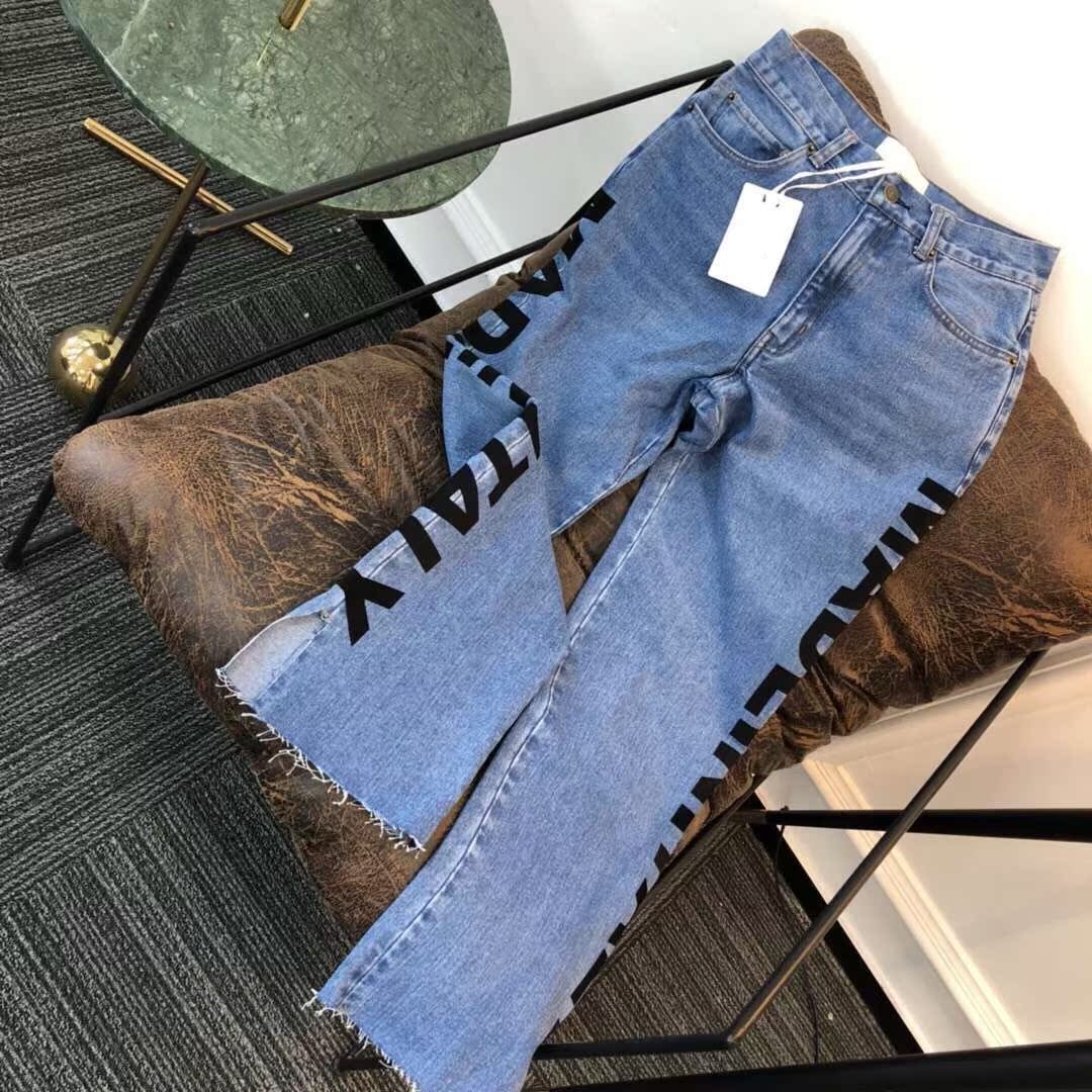 design Flash Trousers Split ends technology Side Flocking letter Fashionable The waist leisure time Jeans femalein the Women's clothing/Boutique , Jeans category - from Buy2taobao.com to provide professional Taobao agent buy service