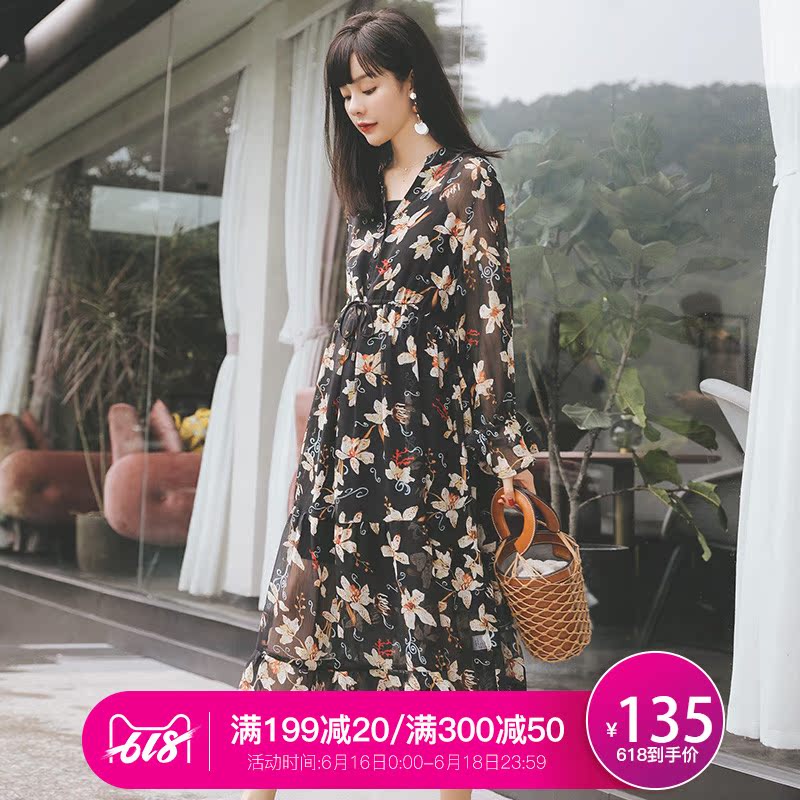 pregnant woman skirt Spring 2019 new pattern Fashionable Chiffon pregnant woman Dress Mid length version Two piece set pregnant woman spring clothesin the Maternity/Maternal supplies/Nutrition , Maternity , Dress category - from Buy2taobao.com to provide professional Taobao agent buy service